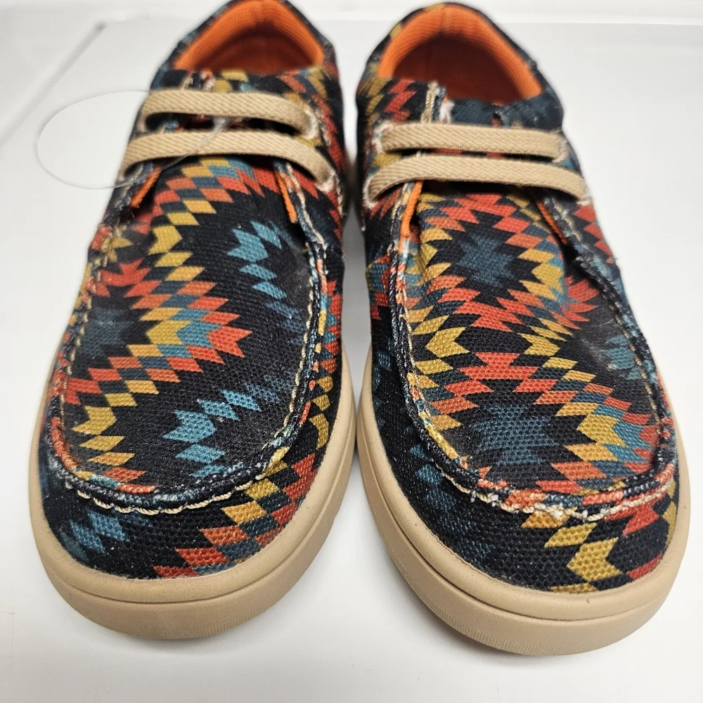Ariat Youth Hilo Blue Aztec Shoe, Size 12 Western Slide On